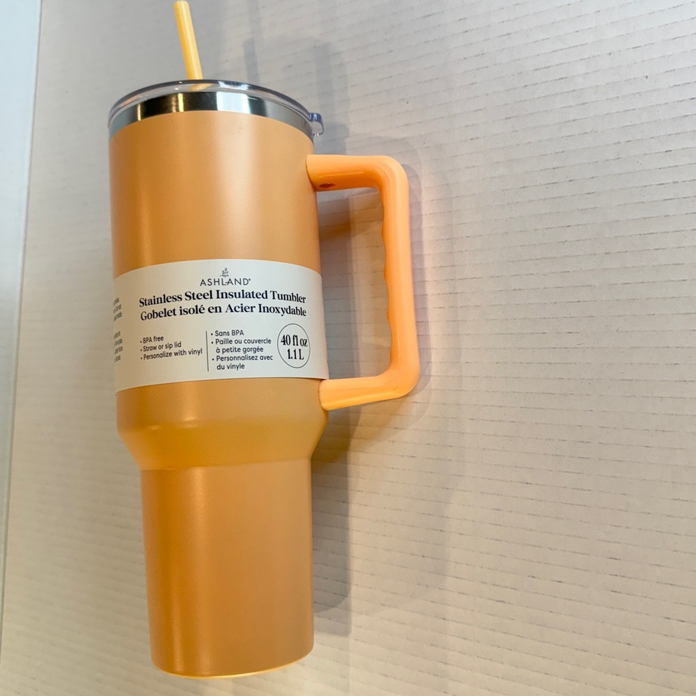 🆕 Ashland 40 oz Orange Stainless Steel Tumbler w/ Handle & Straw – 🆕